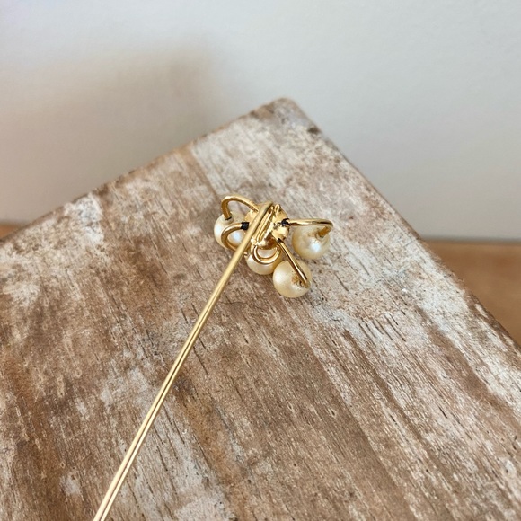 Vintage Pearl & Gold Hat Stick Pin - Picture 4 of 6